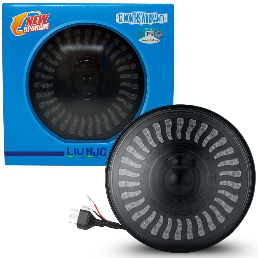 Dual Lens DRL LED 7 Inch Headlight 55W 12V DC Power Waterproof & Heat Dissipation High/Low Beam Yellow & White DRL Light Universal fit for Jeep, Classic 350 & Thar & Other (Pack of 1)-image-42