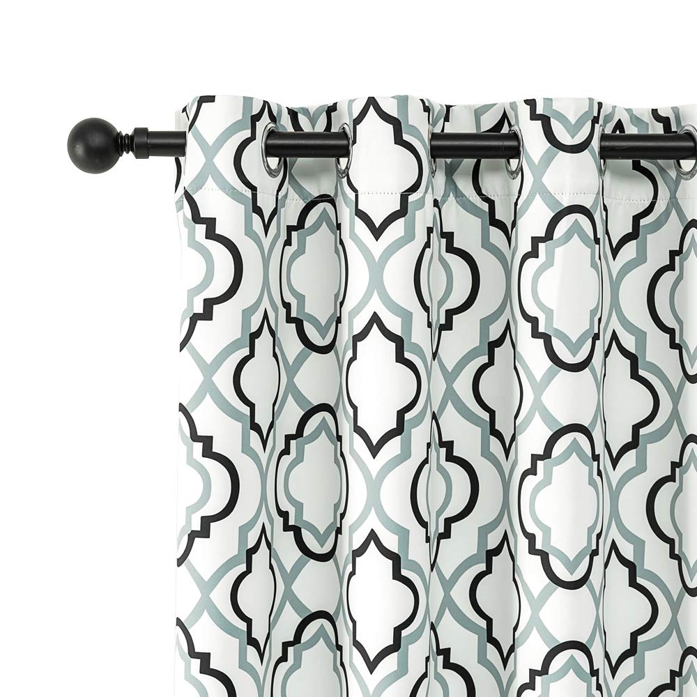 REEPOW Black/Sage Moroccan Blackout Curtains for Bedroom 2 Panels, Thermal Insulated Grommet Window Curtain for Sliding Glass Door - 52"x63"