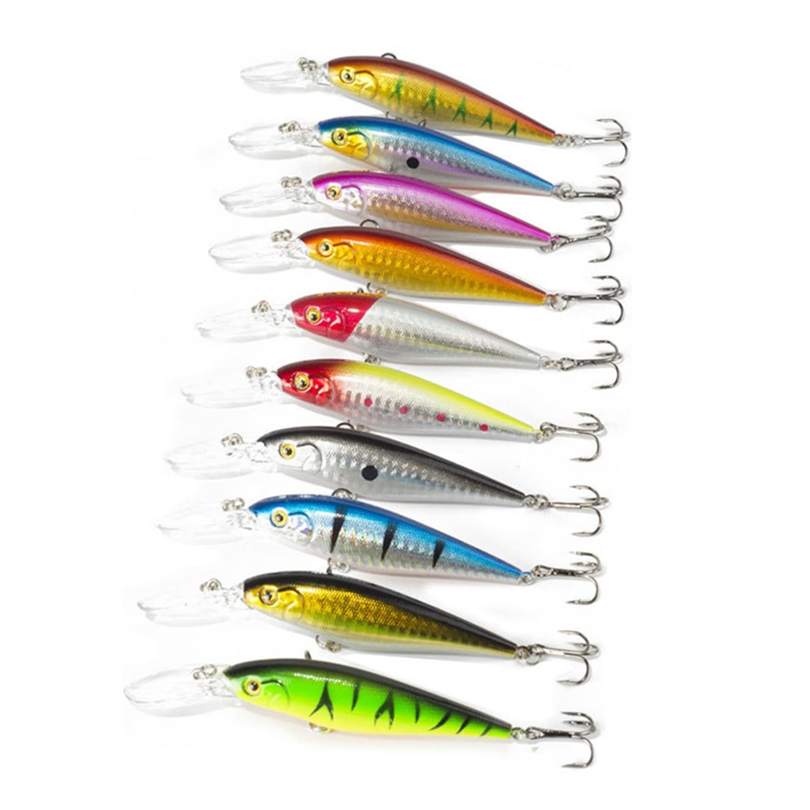 Señuelos de Pesca, 3D Eyes Señuelo De Pesca Suave 10 unids/Lote Buen pececillo 11cm 10,5g Cebo Duro Artificial Señuelos de Pesca Wobbler Crankbait(C 10PCS 7cm 8.5g)