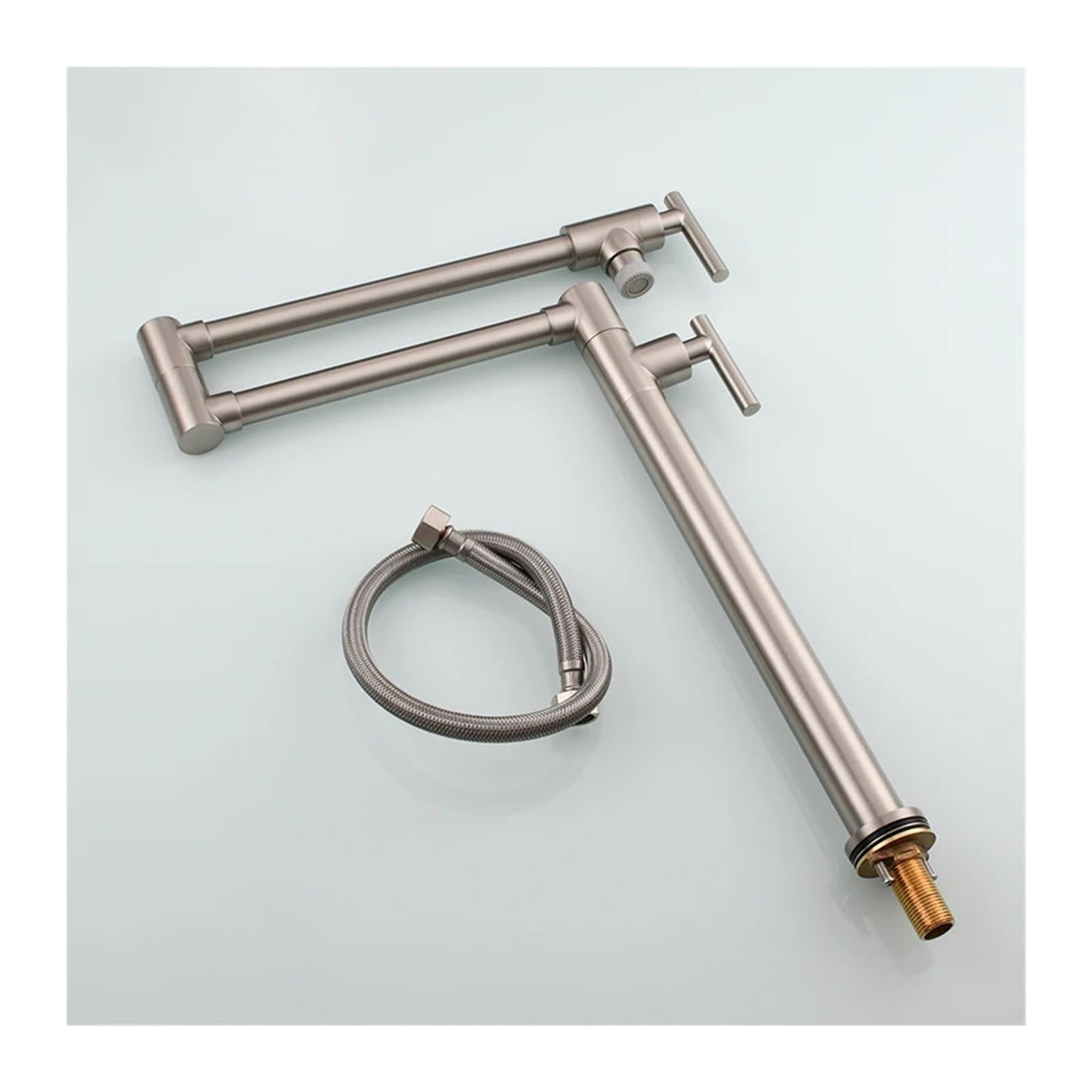 ZQFHSX Brass Kitchen Tap Deck Mount Two Handle Folding Stretchable Pot Filler Faucet for Cold Water Only Most Scenarios