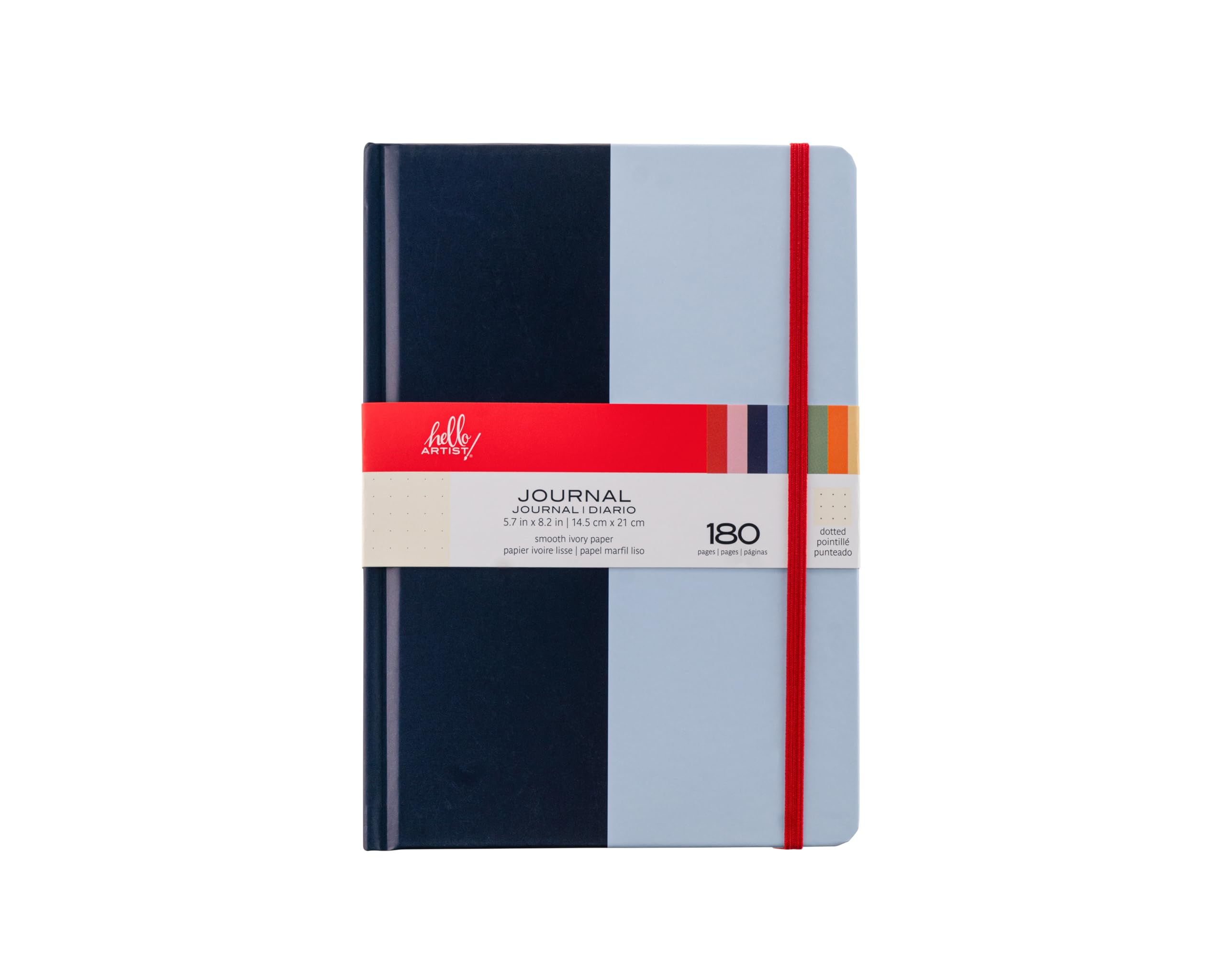 Hello, Artist! Journal, A5, 5.7" x 8.2", Navy Blue/Blue, Dotted Paper, 180 Pages, Suitable for Any Dry Media, For Writing, Travel, Business, Work, School