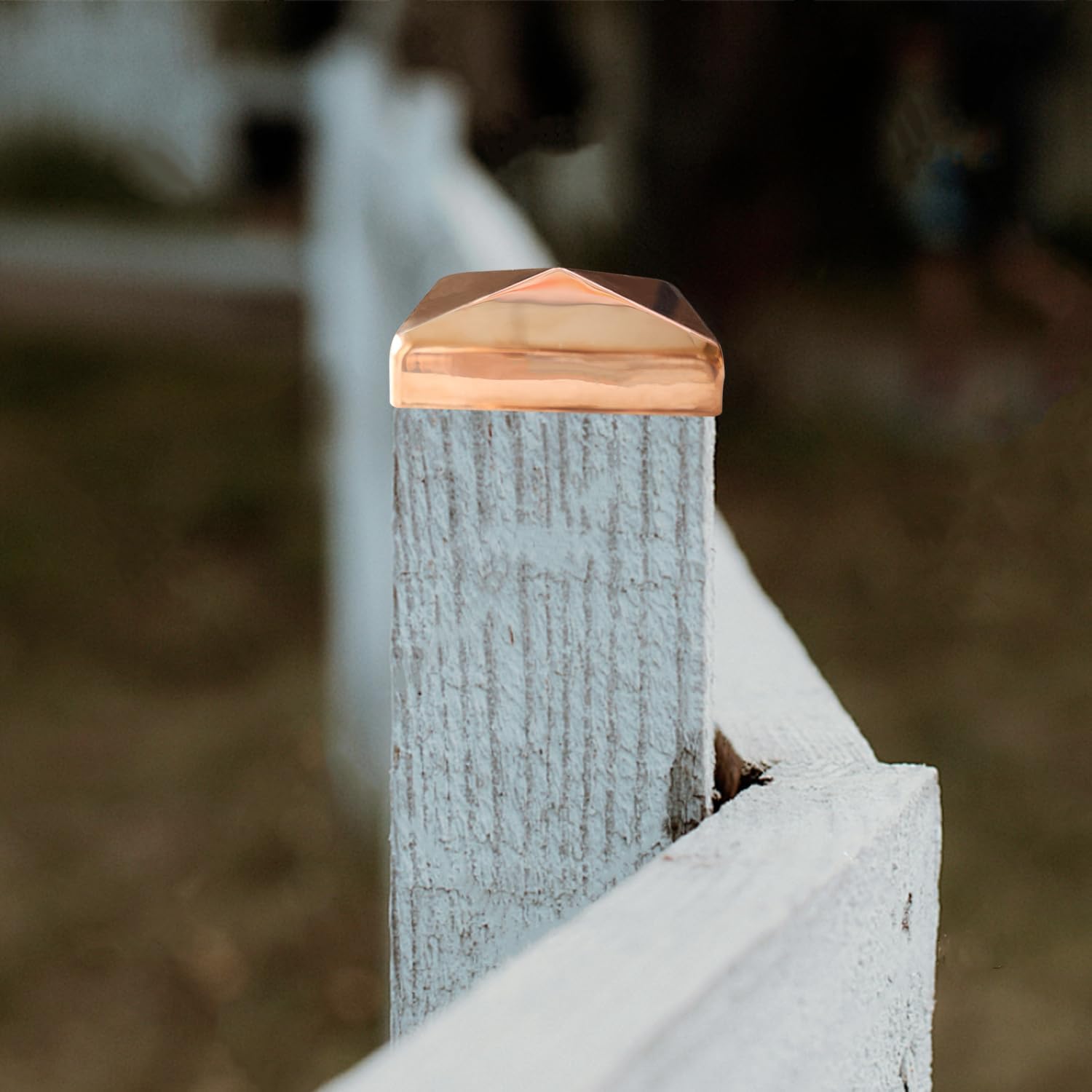 4 Pcs Copper Fence Post Caps with Screw, 4x4''(Actual 3.5x3.5'') Copper Post Cap for Metal Wood Cedar Deck Corridors Mailbox End Cover
