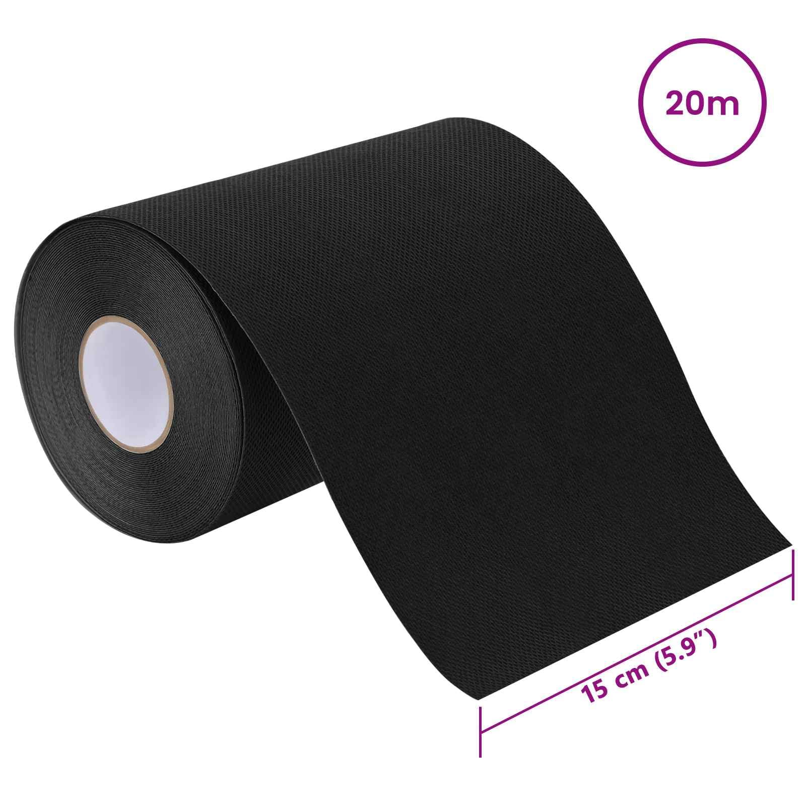 Cinta autoadhesiva de césped artificial de color negro, 15 cm x 20 m, doble cara, para balcón, jardín, terraza, fijación y fijación con fuerte fuerza adhesiva y fácil montaje DIY