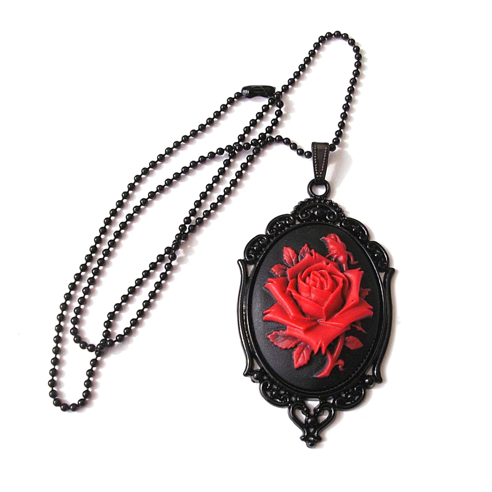 Nvoqilin B Gothic Rose Cameo Choker Necklace Halloween Cosplay Jewelry Adjustable Pendant Necklace Victorian Necklace Jewelry