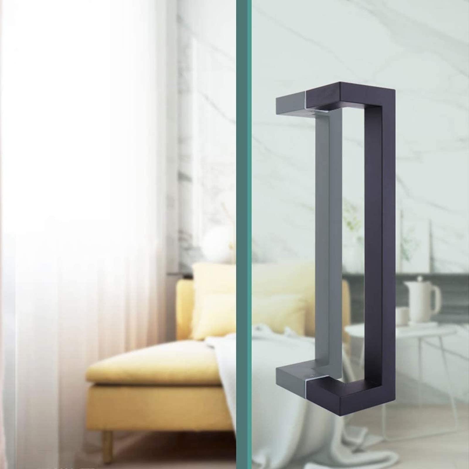 Poignée de porte en verre push-pull inox pour cloison coulissante double face