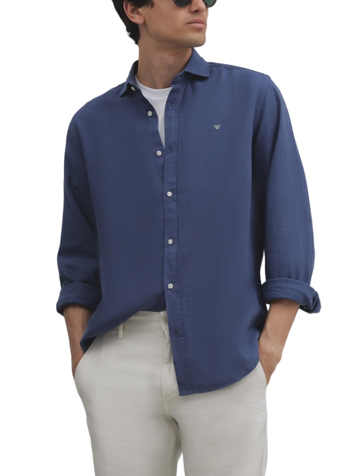 SILBON Camisa Sport Soft Manga Larga para Hombre