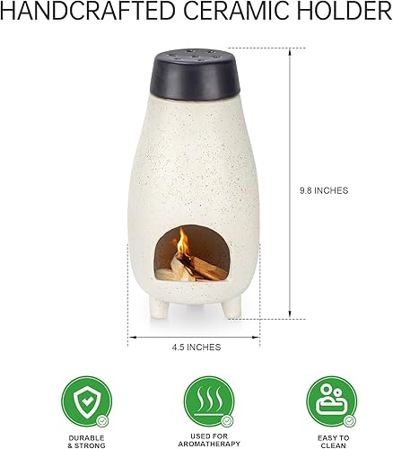 Miniatura 4 de Soporte de incienso grande 3 en 1 para palitos de palo santo, paquetes de incienso de cono, quemador de incienso de cerámica hecho a mano, receptor