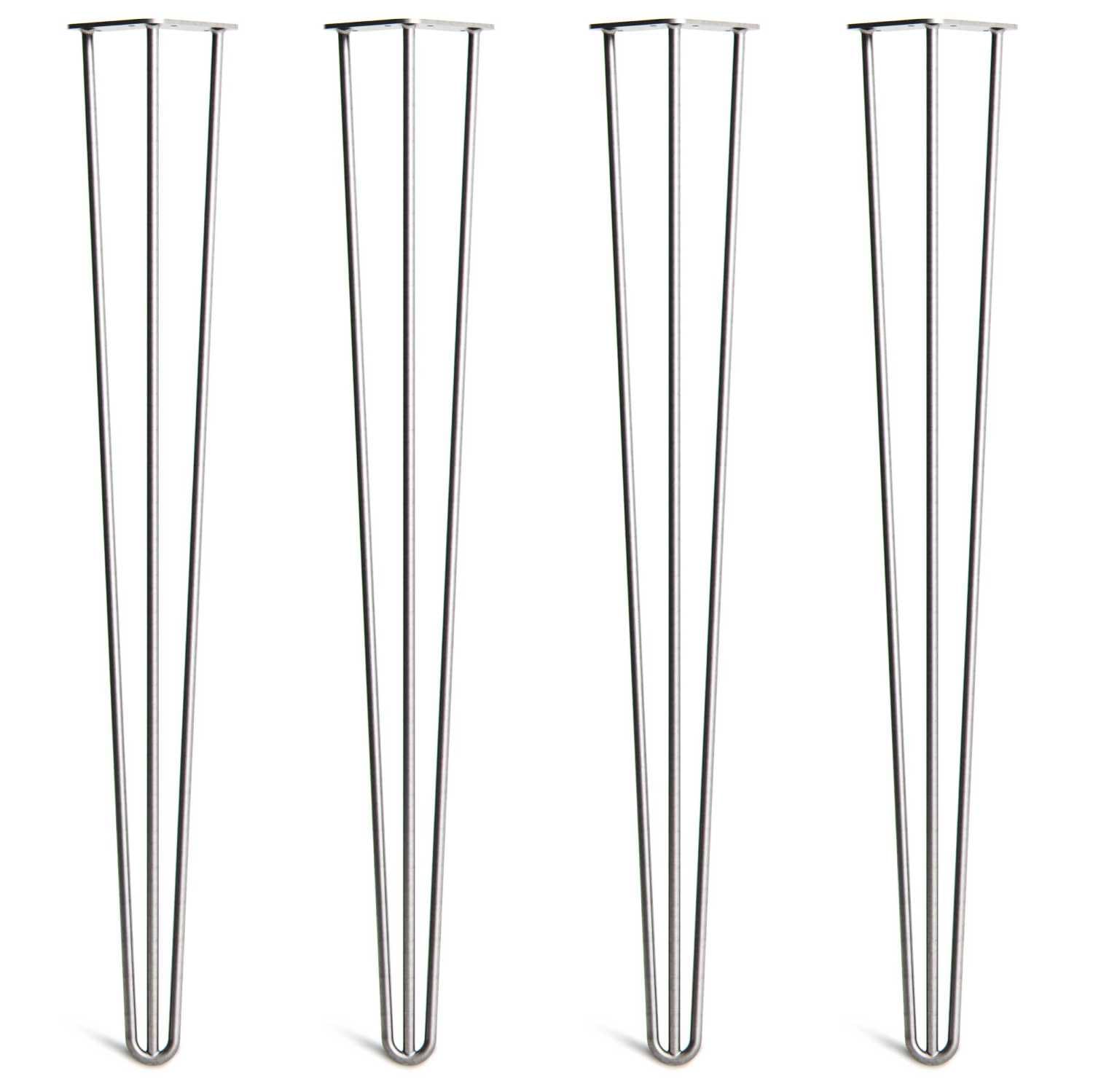 [HLC] 4 x Hairpin Table Legs – Superior Double Weld Steel Construction With Screws, Build Guide & Protector Feet Worth £8 Included! – 10mm Steel [34"/86cm,Zinc]