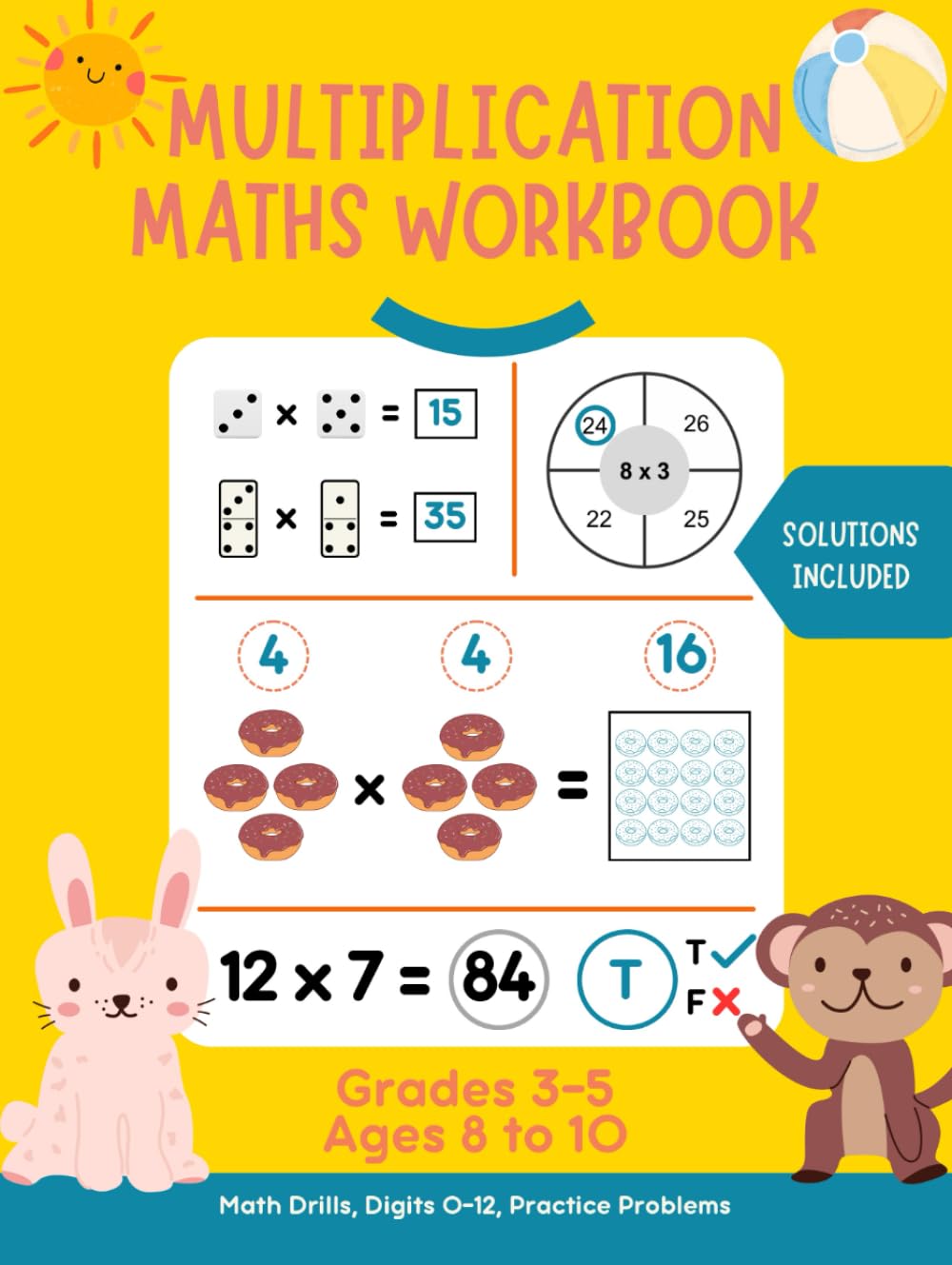 Multiplication maths workbook: Grades 3-5. Digits 0-12. Practice Problems. Learn multiplication in a fun way.