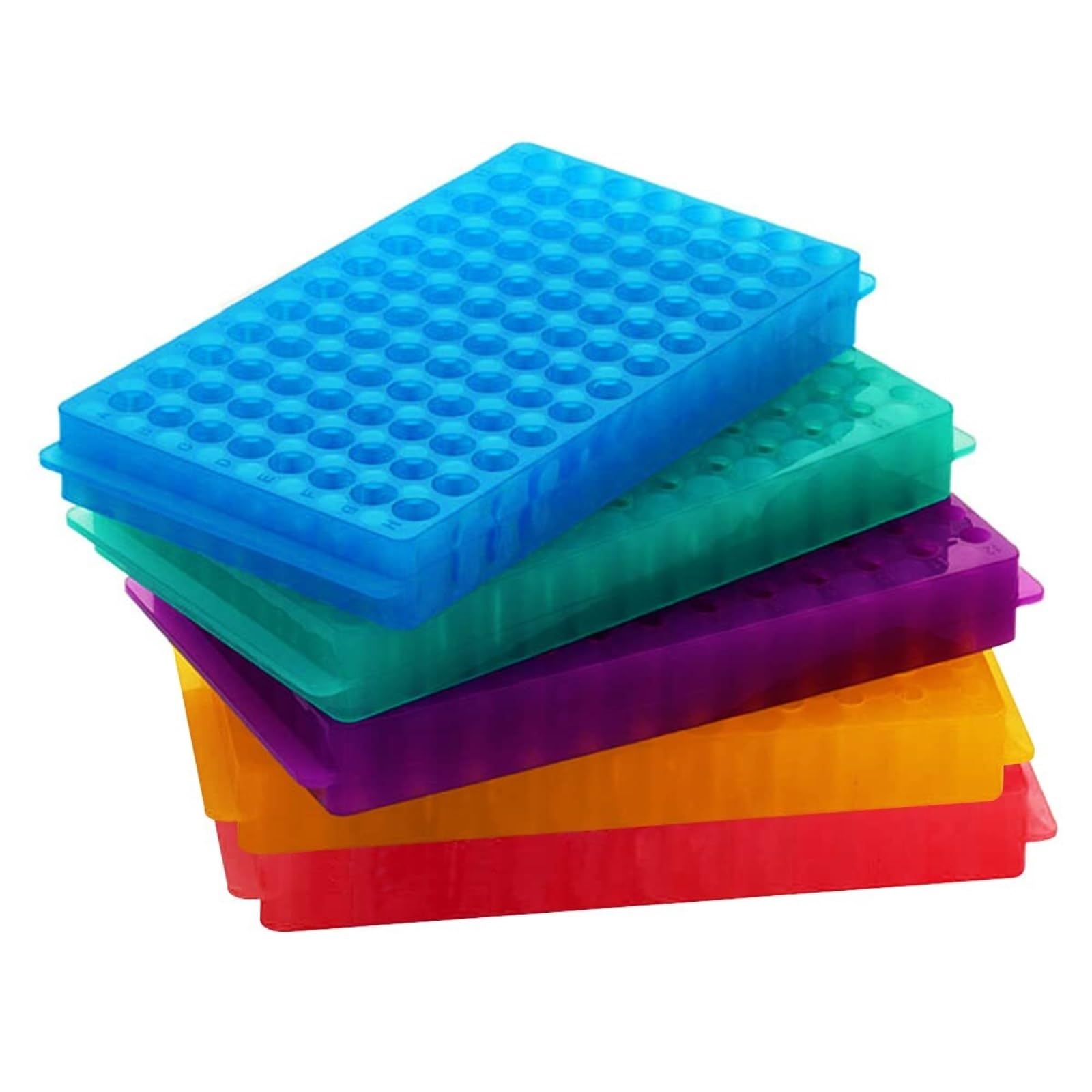 Soporte De Tubo Gradilla Gradilla For Tubos De Ensayo De Plástico De Doble Cara, 96 Pocillos, Paquete De 5 Laboratorio De Química