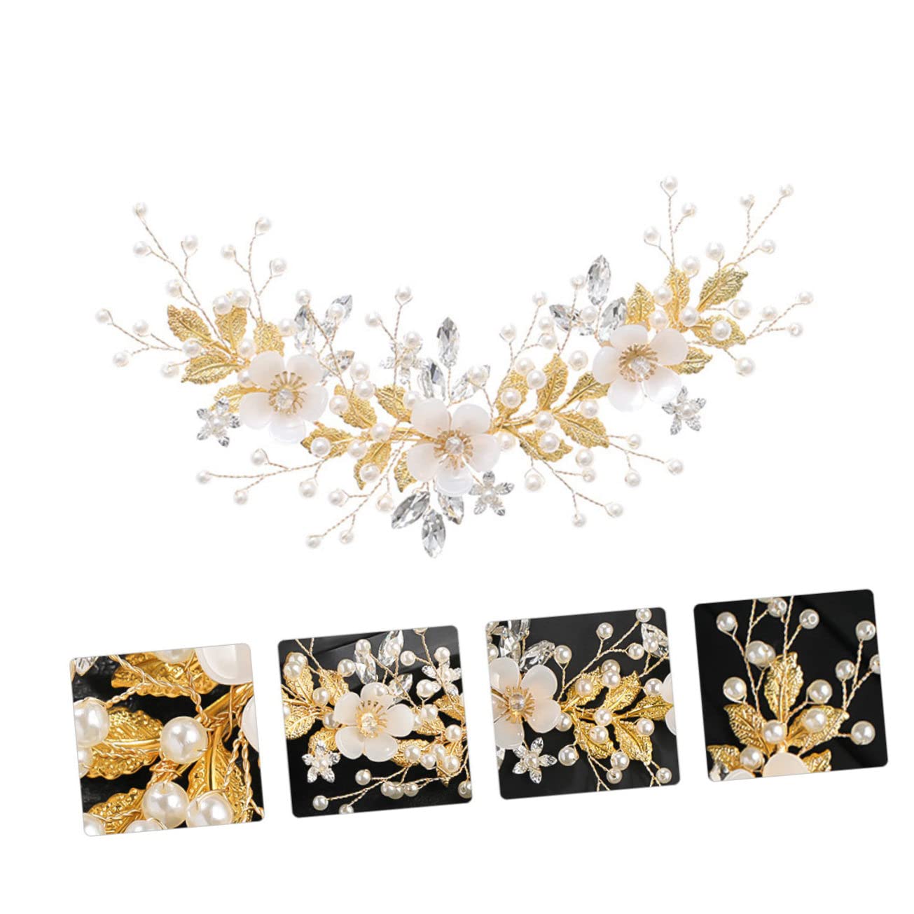 VALICLUD Rhinestone and Pearl Bridal Hair Comb Side Comb for Weddings and Special Occasions Handmade Elegant Hair Accessories for Women and Girls