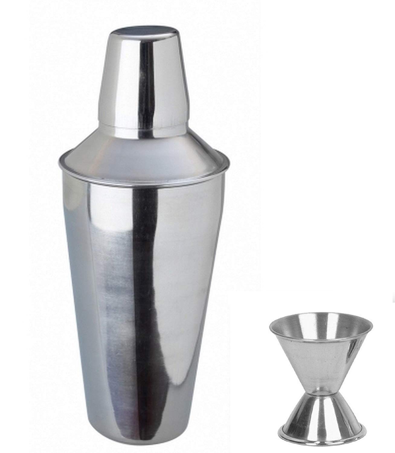 Cocktail Shaker Set 2 Piece Bar Set (Large) - Regular Cocktail Shaker and peg Measure