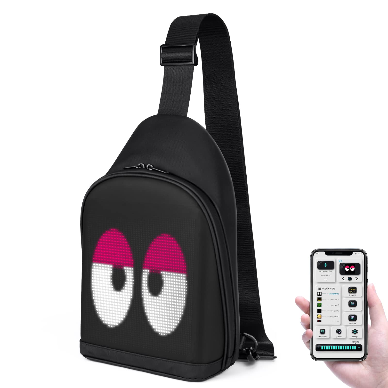 GelrovaLED Backpack with App Control City Serise, Cool DIY Pixel Art Animation Fashion Programming Laptop Backpack