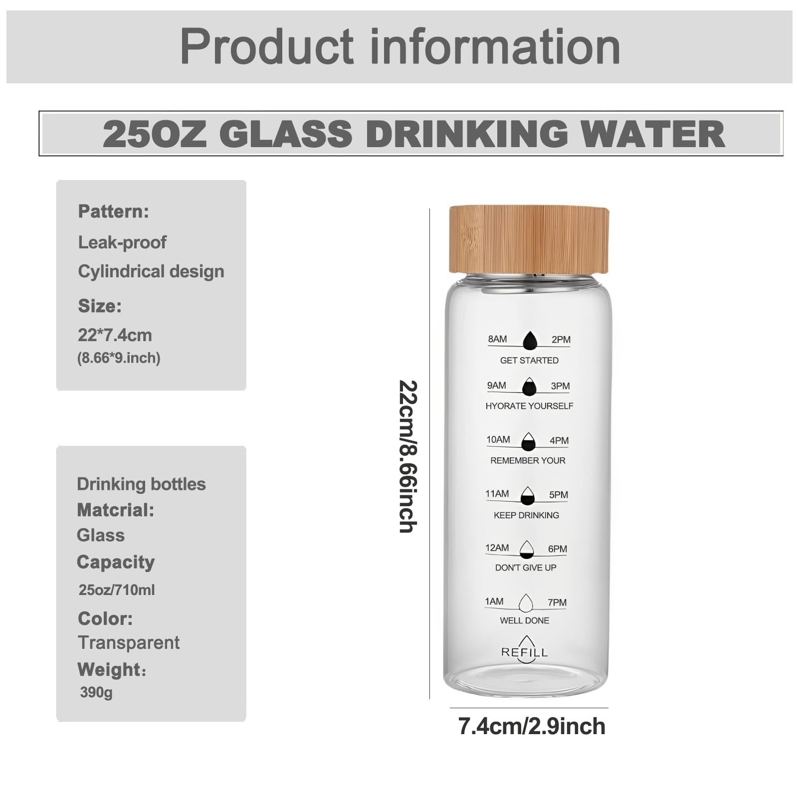 DNIENKGE 25oz Glass Water Bottle With Time Marker & Tea Strainer - Leak-Proof BPA-Free Bottle For Hot/Cold - View #9