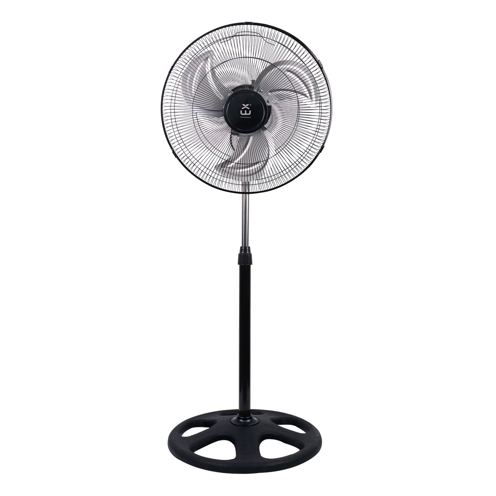 Standventilator 50cm Industrie Ventilator mit 3 Aluminiumflügeln, 80W Starker Luftstrom, 3 Geschwindigkeitsstufen, 90° Oszillation, Höhenverstellbar 101-130cm, Leiser Betrieb für Wohnzimmer Büro
