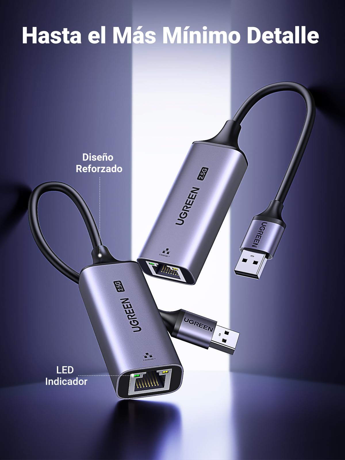 UGREEN 2.5G Adaptador Ethernet USB 3.0 a RJ45, Tarjeta de Red 2500 Mbps Convertidor LAN Aluminio Plug and Play en Windows 11 MacOS Compatible con PC Portátil Enrutador NAS