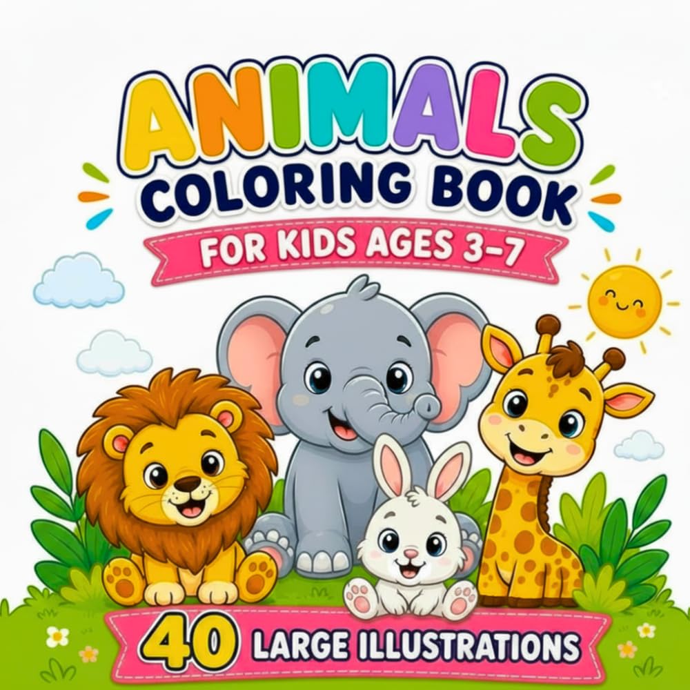 Coloring Book Animals: 40 big illustrations for little hands