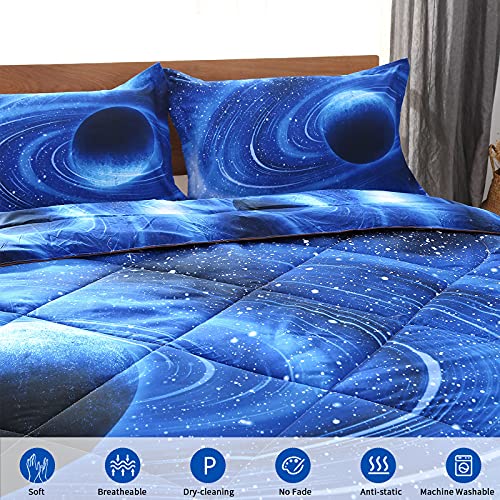Encoft Universe Blue Galaxy Comforter Sets Twin 3 Pcs, Boys And Girls Kids Galaxy Bedding Sets , Galaxy Blue Bedspread Coverlet Quilt Comforter Sets, Blue Space Comforter Twin (Galaxy Blue, Twin) #TOP2