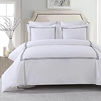 Vista 1 de Royal Tradition Juego de funda de edredón de percal de 2 piezas (individual/individual XL, negro) Adeline bordada con funda de almohada