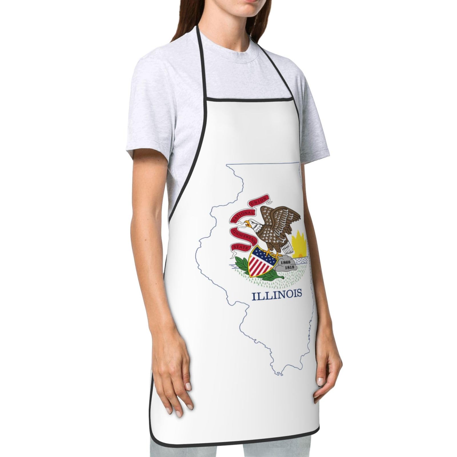 Tablier de cuisine unisexe avec emblème national de l'Illinois, doux et confortable pour homme et femme