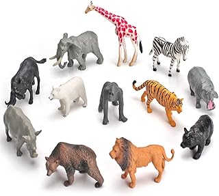 Nesloonp Animal Figures Mini Figures Set of 12 Realistic Wild Animal Figure Cake Toppers Farm Zoo Animal Learning Resource Party Perfect for Kids Birthday Cake Decoration Education Birthday Gifts