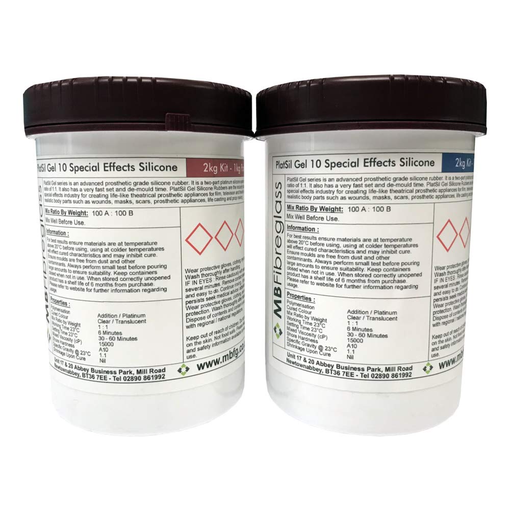 Polycraft ( Mb Fibreglass ) Translucent Polycraft Platsil Gel 10 Prosthetic Skin Safe Silicone Rubber - 2Kg Kit