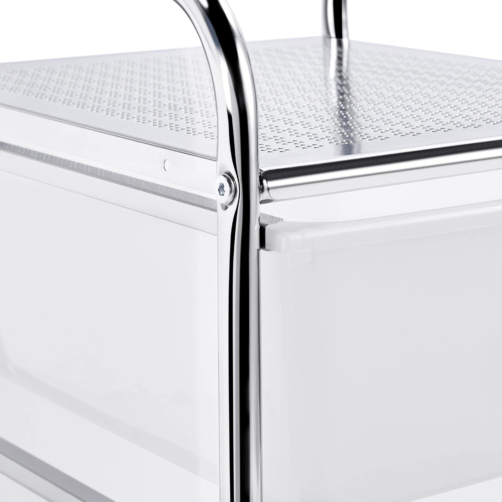 Yaheetech Chariot de Rangement Mobile 4 Tiroir Tour de Rangement Plastique Meuble de Stockage pour Cuisine, Salle de Bain, Buanderie, Bureau, Chambre 77 cm/Blanc