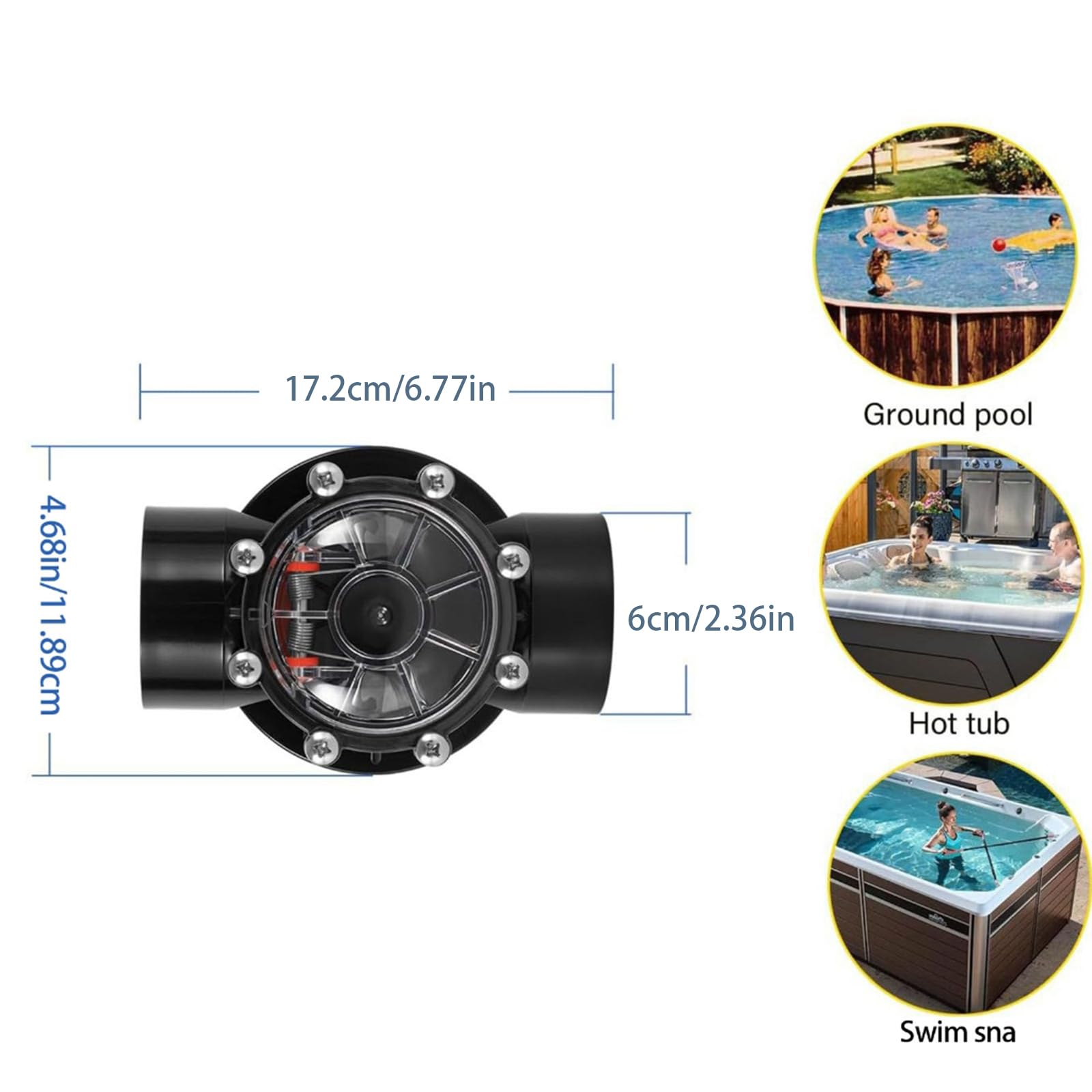 Válvulas de retención de piscina con tapa de inspección transparente, fácil de desmontar, mantenimiento para válvulas de sellado de filtro