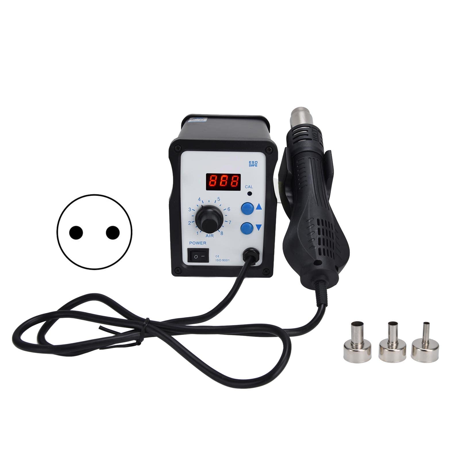 Cyfrowa Stacja Lutownicza 700W LED, Przeróbka na Gorące Powietrze 2 w 1 i Stacja Lutownicza z Konwersją Chłodnego/gorącego Powietrza do Telefonu PCB IC Spawanie SMD(Europejska wtyczka AC220V)