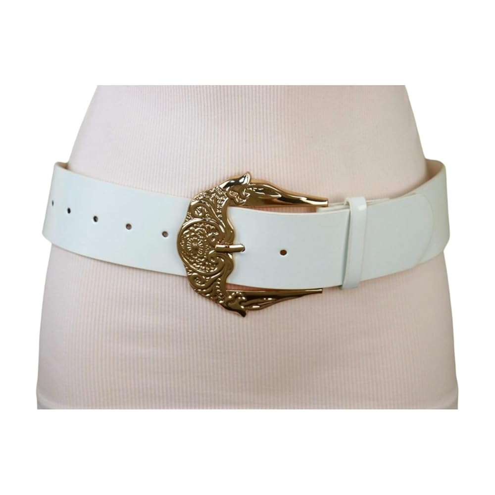 ベルト ORCIANI Woman Belt White D10366SOF BIA Women White Color Belt - Faux Leather Hip High Waist Big