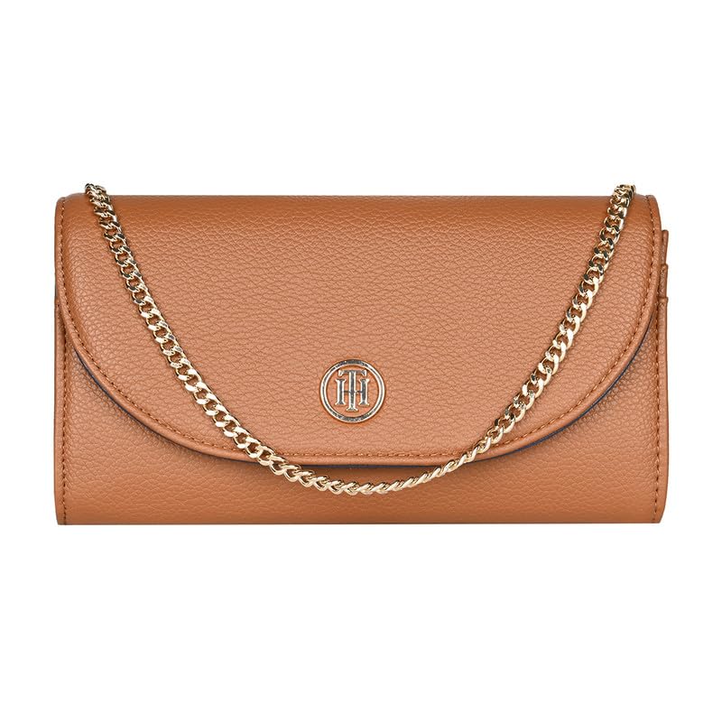 Image of Tommy Hilfiger Wallet for Women Roche || Flap Wallet with Sling || Tan || PU Material