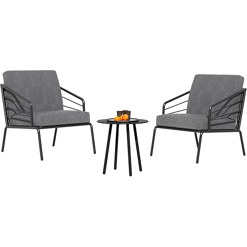 3 Pieces Patio Furniture Set with Coffee Table,Waterproof Outdoor Sectional Furniture with 5" Thick Cushion,Modern Balcony Furnitures Sets for Apartment,350lbs, Easy Assembly Rust-Free for Outside