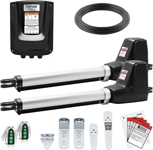 TOPENS AT602 Abridor de puerta oscilante doble, motor de puerta automático de servicio medio para puertas batientes dobles de hasta 18 pies por