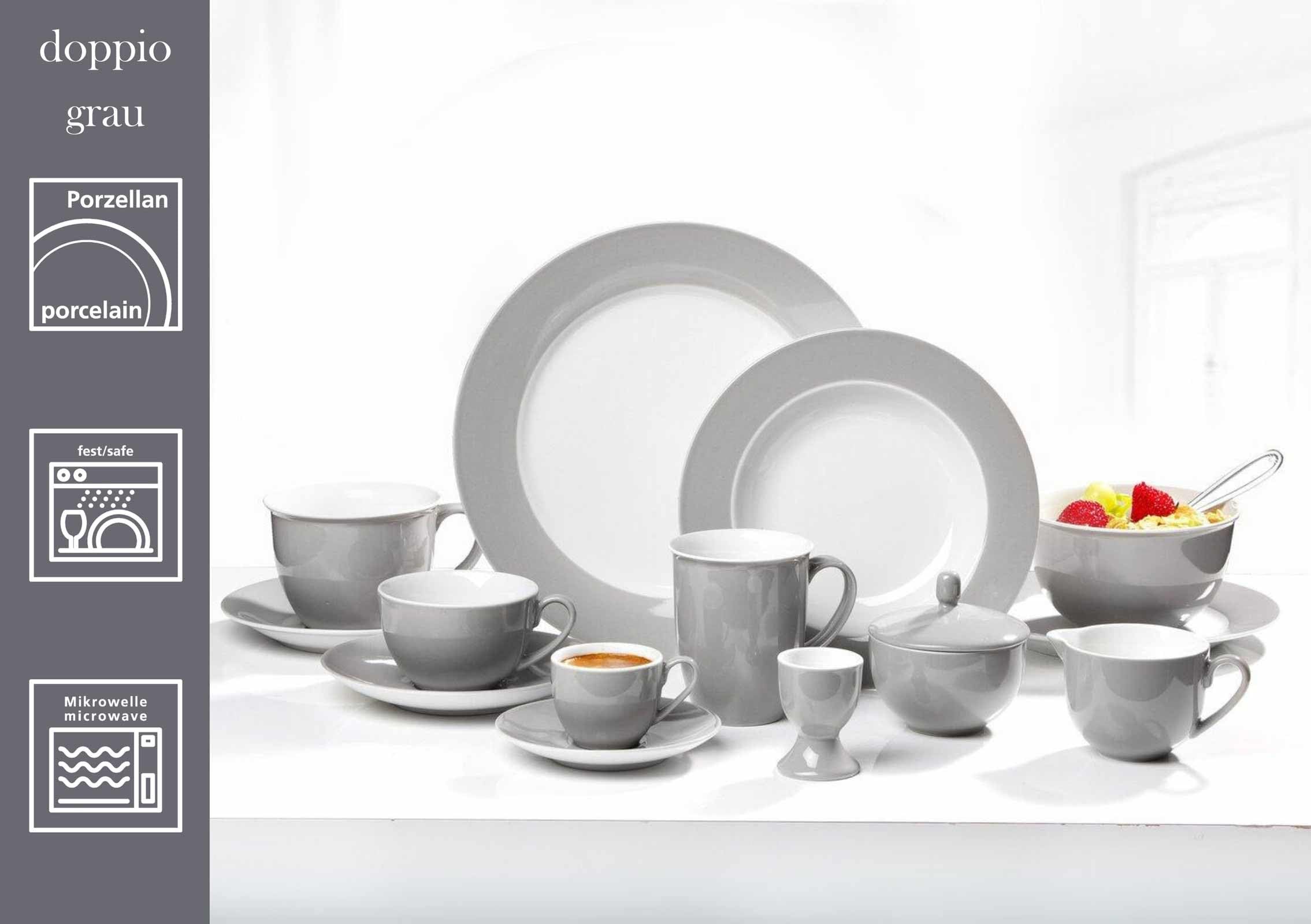 Ritzenhoff & Breker Doppio Espressotassen mit Untertassen, 6er Set, 80 ml, Bunter Mix, Porzellan, Buntes Mix-und-Match-Geschirr