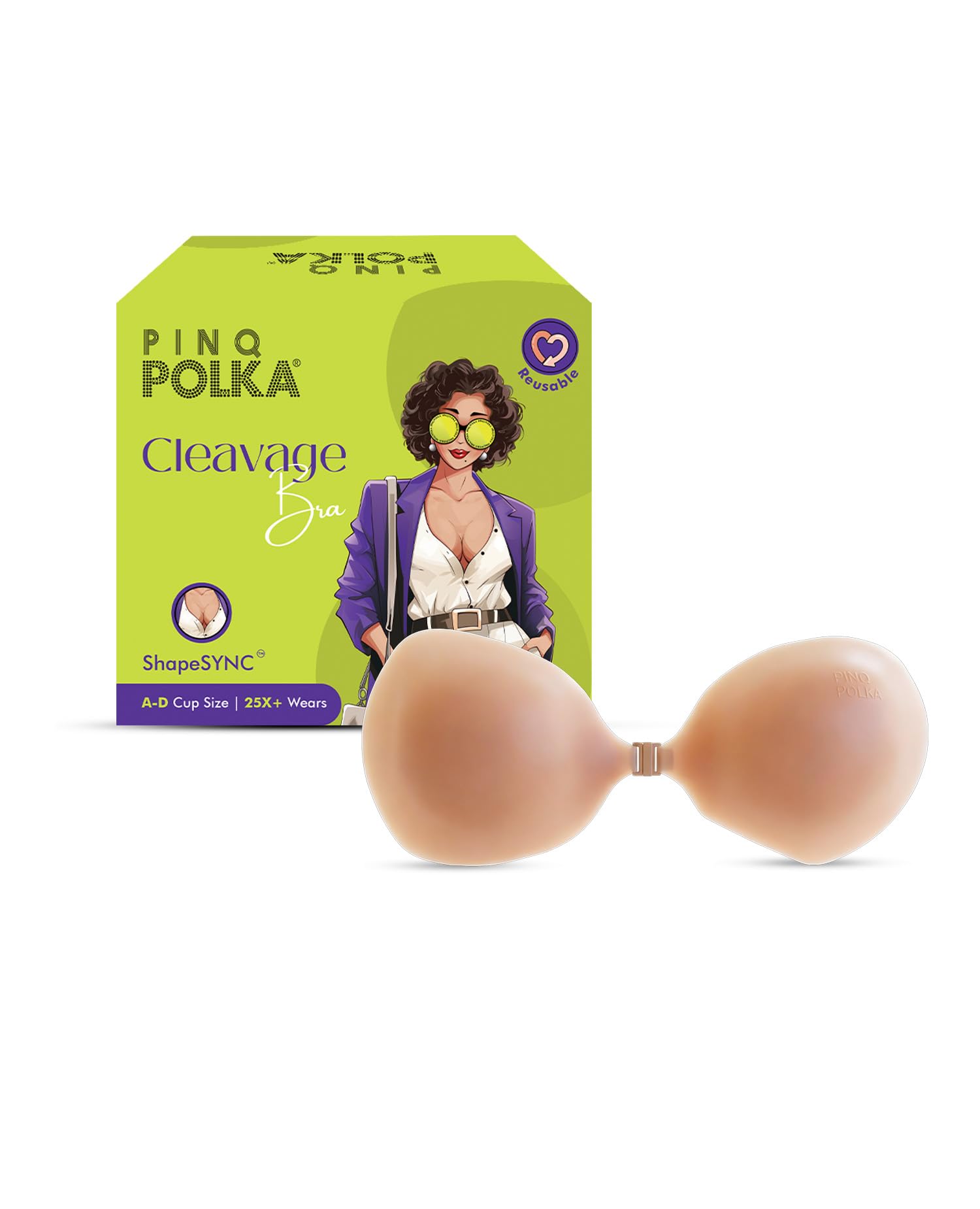 pinq polka Adhesive Stick-On Cleavage Bra | Reusable Invisible Strapless Bra | Seamless Sweat Proof & Skin Friendly| Nude1 Pc-picture-36