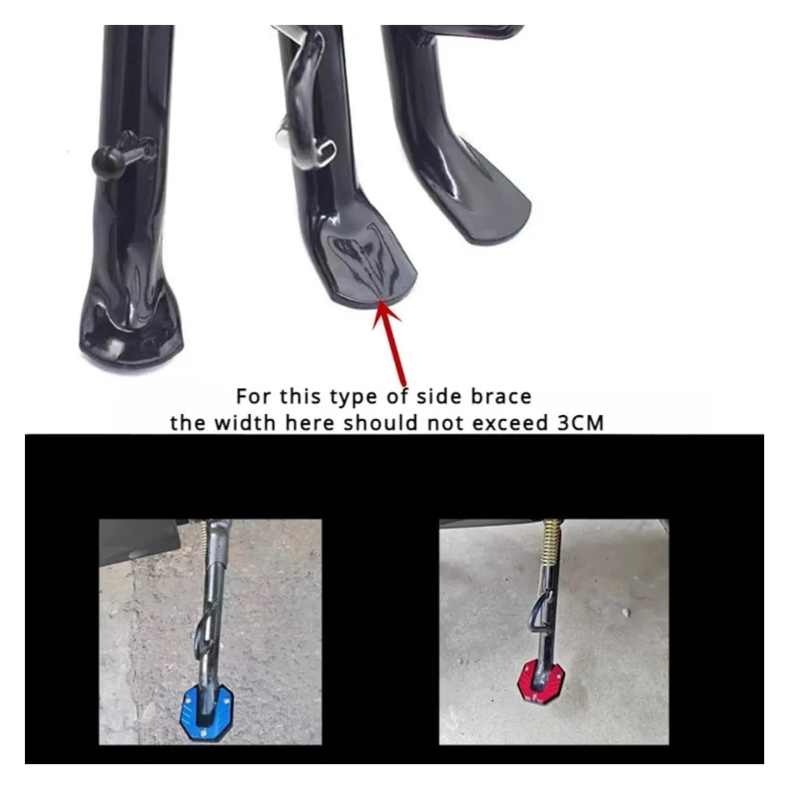 Cavalletto per moto Piastra di supporto per prolunga per cavalletto laterale per per bici da per moto(Nero)
