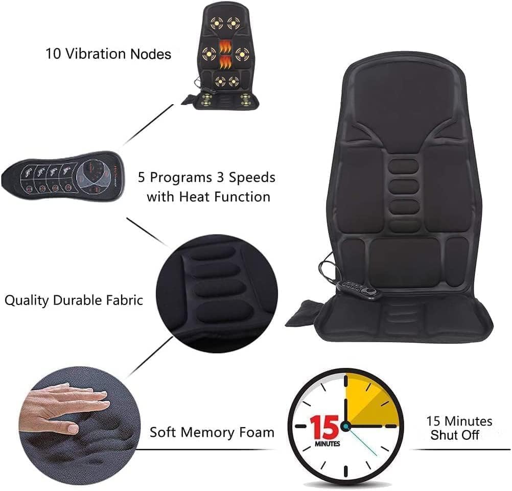 YAGVIZ Seat Massager, Vibrating Back Massager for Chair Massage Cushion, Robotic Cushion Massage 8 Vibrations to Relieve Stress and Fatigue for Back, Shoulder and Thighs, Black YAGVIZ Seat Massager, Vibrating Back Massager for Chair Massage Cushion, Robotic Cushion Massage 8 Vibrations to Relieve Stress and Fatigue for Back, Shoulder and Thighs, Black