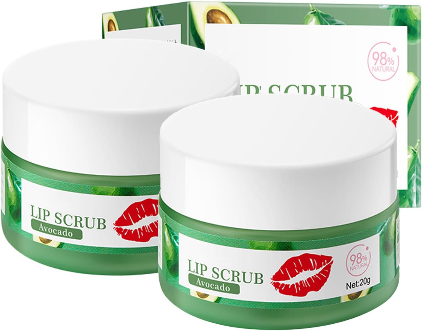 20 g natuurlijk, hydraterend lippenmasker, niet klevend, veganistisch en dierproefvrij, voedende lippenverzorging voor het lichter maken van liprimpels, geschikt voor alle mensen, avocado lipmasker (4