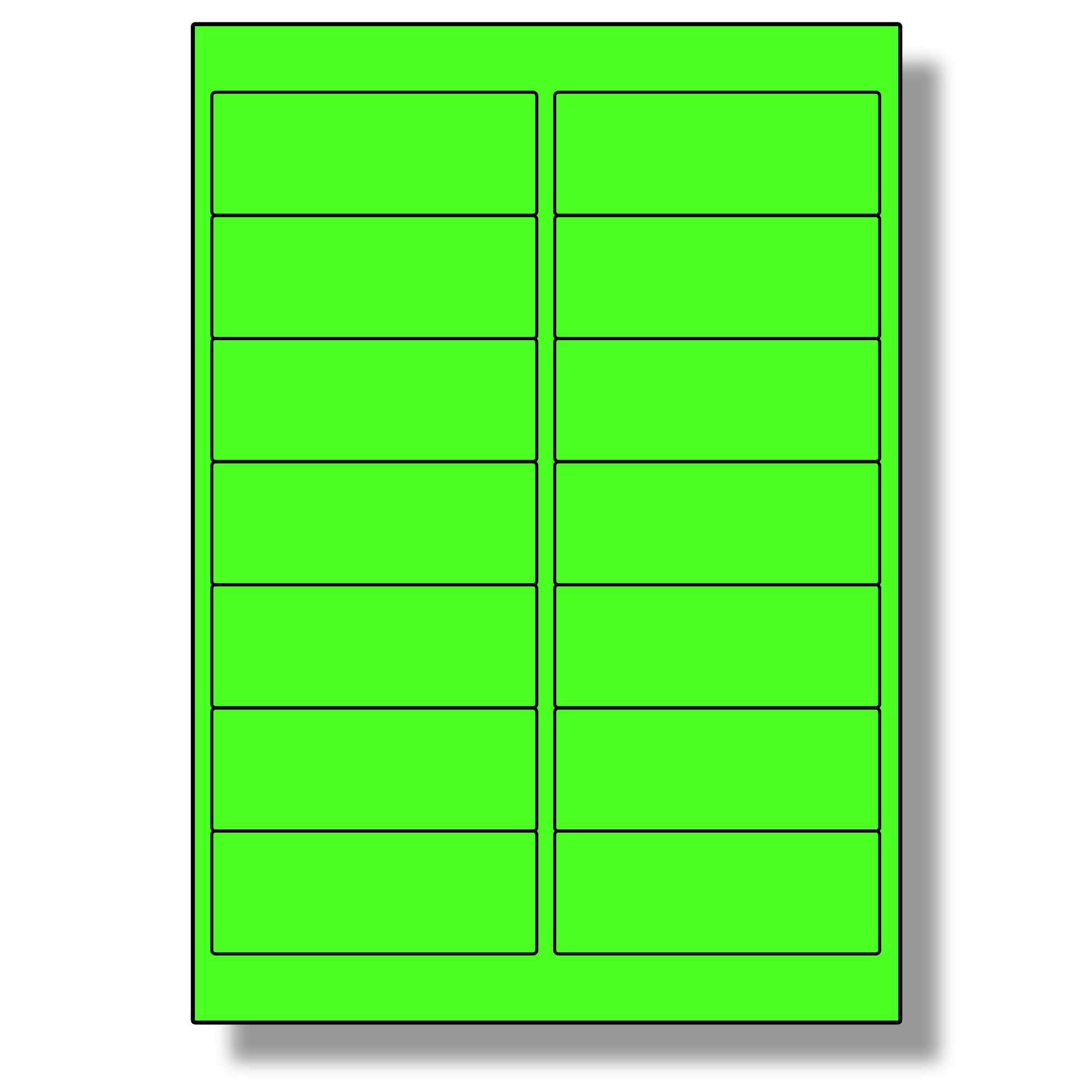 Label Planet® 14 Per Sheet, 10 Sheets (140 Fluorescent Green Labels). Fluorescent Labels for Laser Printers, 99.1 x 38.1mm, LP14/99 FC.