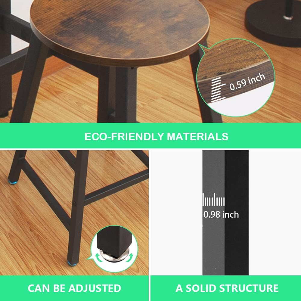 Coral Flower Bar Stools Set of 2, Rustic Brown Bar Stool, 27.7" Pub Dining Height Stools Bistro Vintage Table Chairs : Home & Kitchen