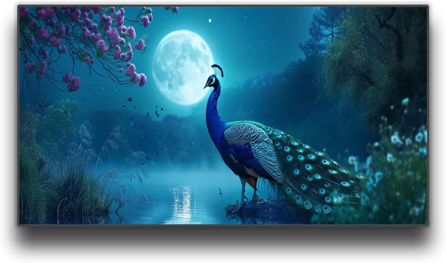 Diamond Art Peacock Moon Diamond Painting Kits for Adults Beginner,5D Diamond Art Kits for Adults Full Square Drill Arts,Paint by Numbers Embroidery Kits Gem Art for Home Wall Decoration 16x48in q414