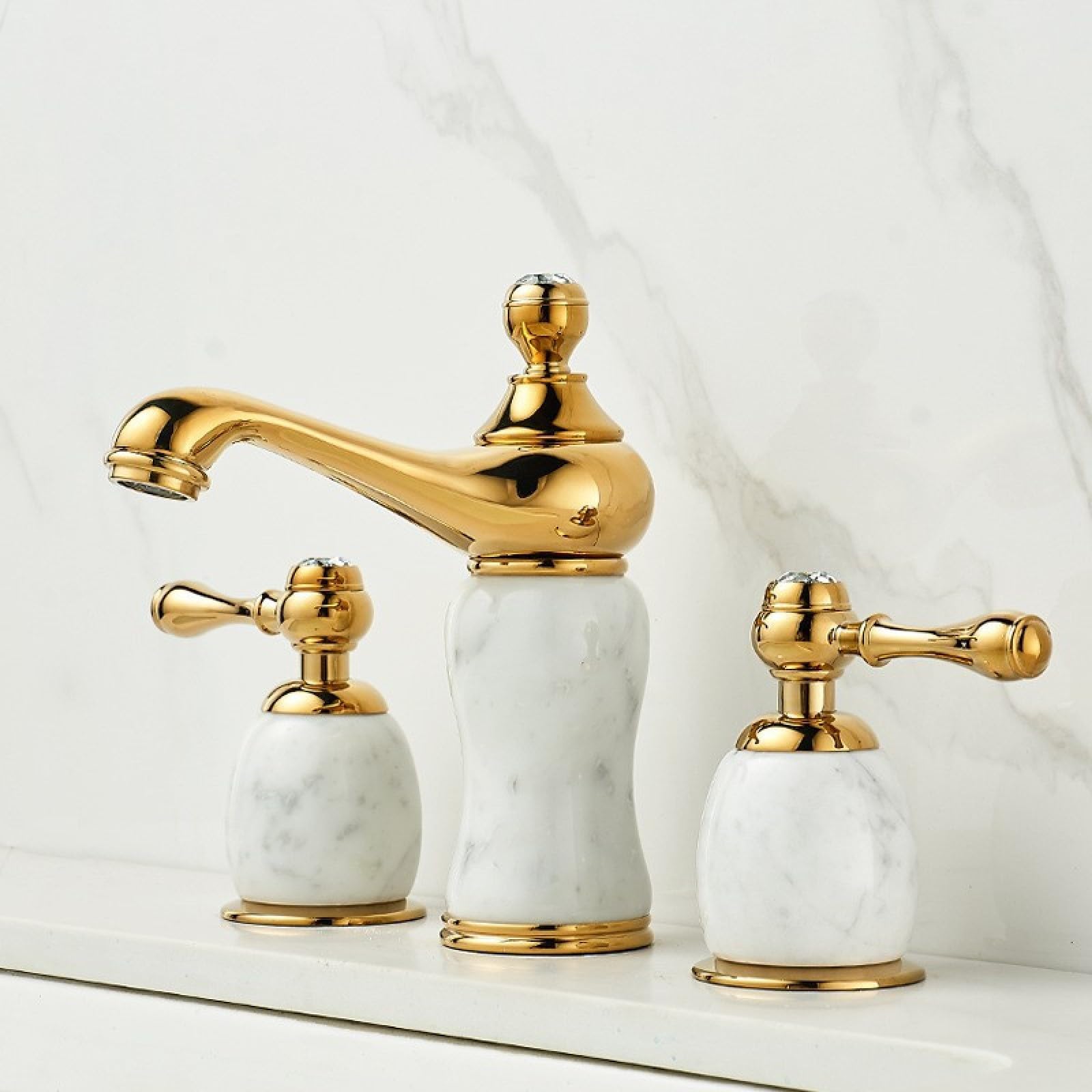 Bathroom Bronze, Marble, Jade Three-Hole Faucet