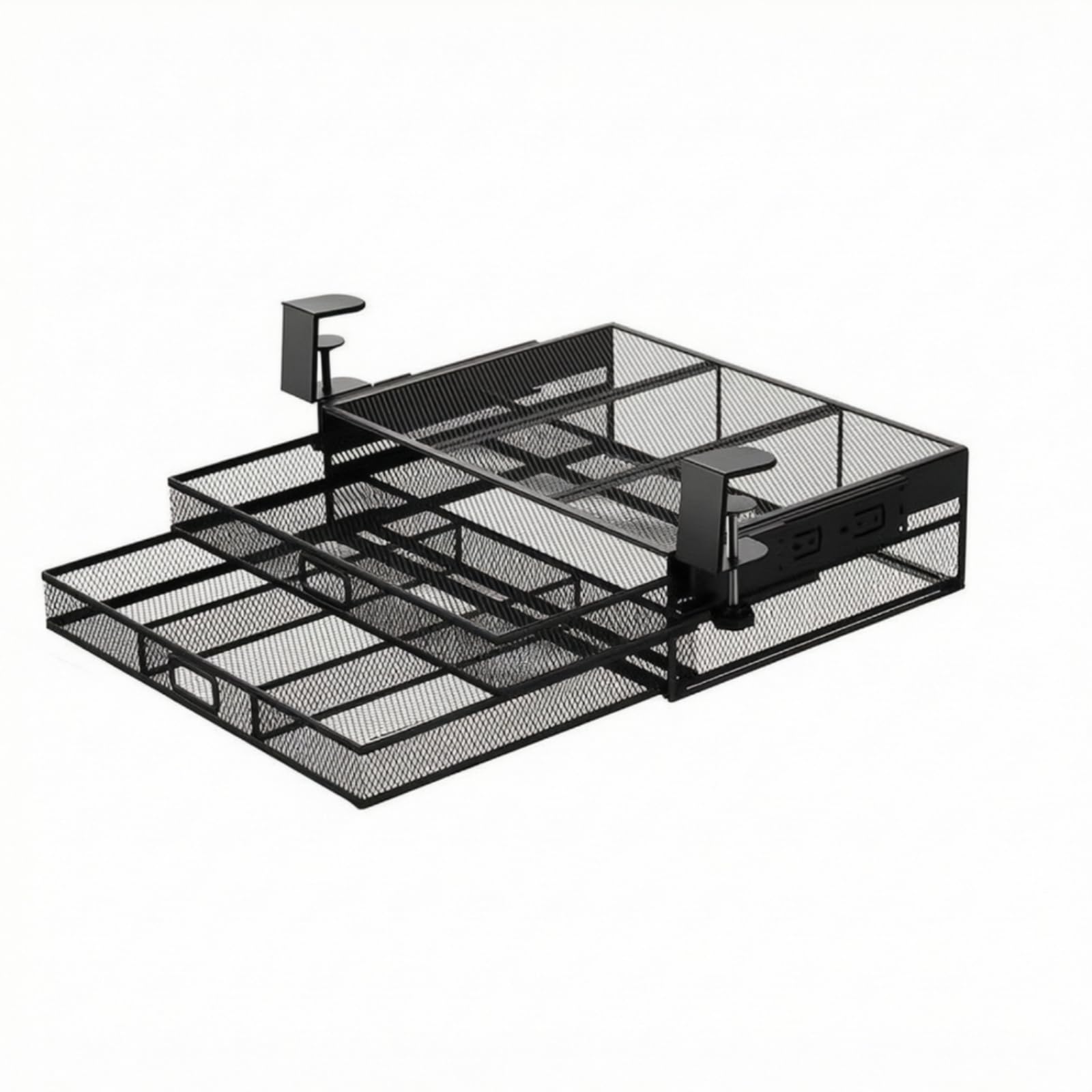 Organizador de Escritorio de Oficina con, Negro, Modelo Mejorado Con Riel Guía, Doble Capa LH8081B, 40cm X 30cm X 11cm