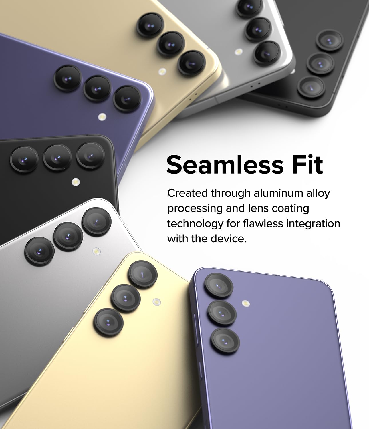 Ringke Camera Lens Frame Glass Protector Compatible with Samsung Galaxy S24 Plus (2024) Anti-Fingerprint Tempered Glass Protection and Aluminum Frame - Black 3