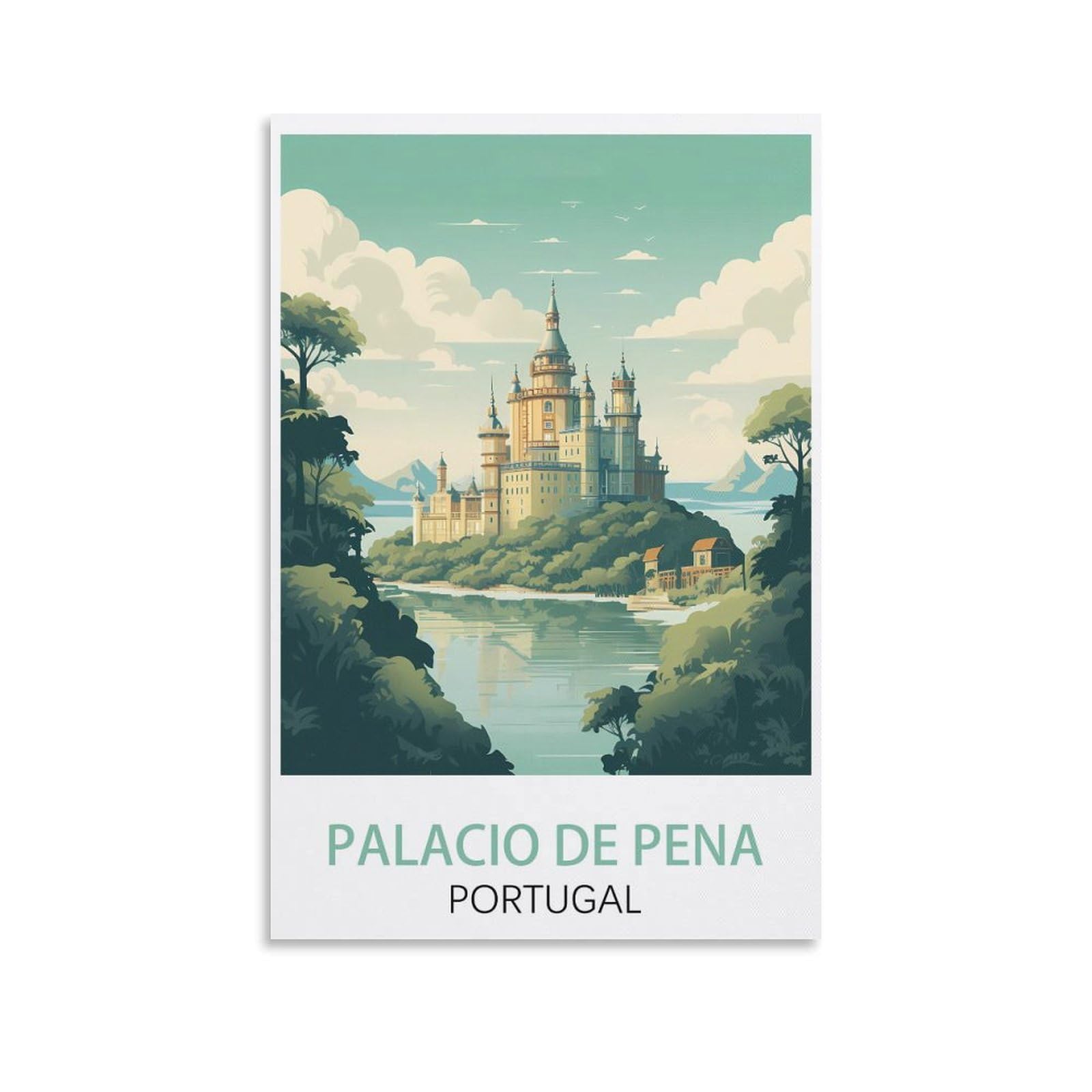 EZMLFA 5D Diamond Art Kits for Beginner,Palacio De Pena Portugals,DIY Round Full Drill Crystal Art Craft Painting for Home Wall Decor 40x50cm