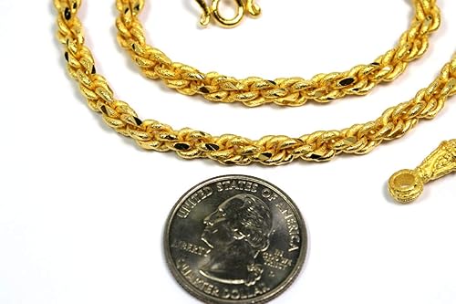 Miniatura 3 de Niza! Cadena de cuerda de 20 pulgadas 24k chapado en oro tailandés collar, chapado en oro, Metal