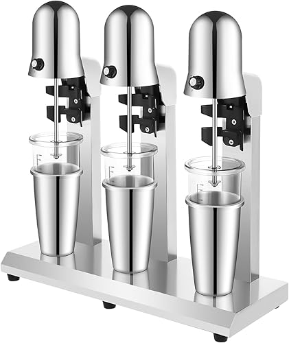 Miniatura 8 de Máquina de batido de leche, máquina de batido de 3 cabezales con 6 tazas, 110 V60 Hz 18000 rpm máquinas de batido de leche de acero inoxidable,