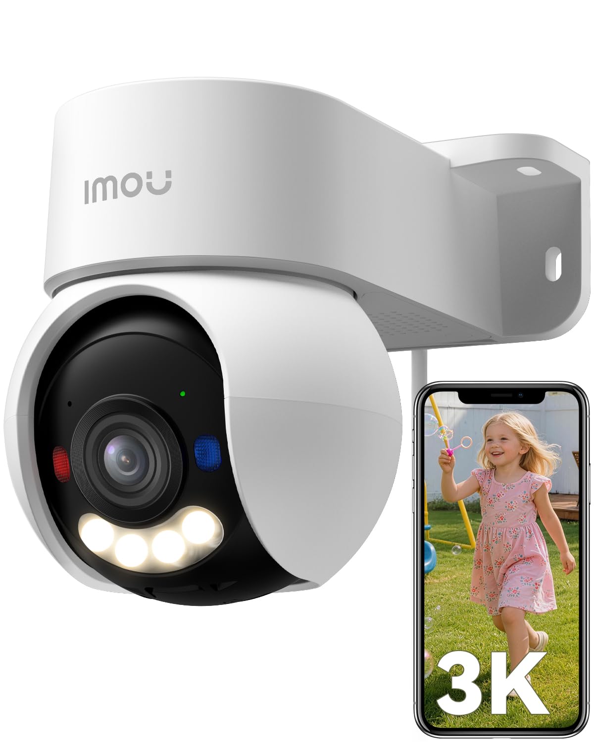 Imou 3K(5MP) Caméra Surveillance WiFi Extérieure 360°, Caméra Exterieur | WiFi 2,4/5GHz, Vision Nocturne Couleur 30M, Détection des Personnes/Véhicules, Suivi Intelligent, IP65, Audio Bidirectionnel