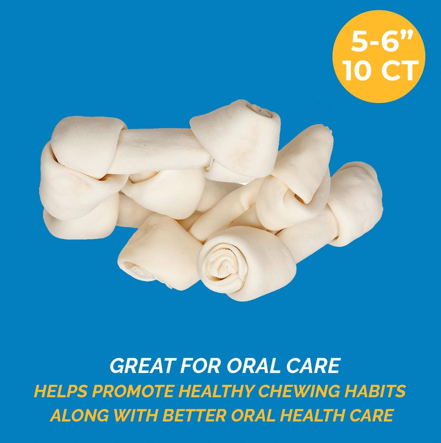123 Treats Rawhide Bones for Dogs – 5-6 Inches (10 Count) Natural Raw Hide Bones, Long Lasting Medium & Large Dog Chews, Free Range Rawhide Chews for Dogs with No Additives or Hormones