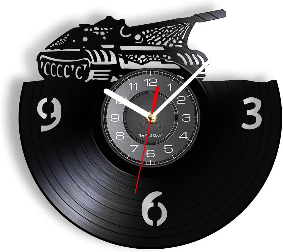 12'' Army Vinyl Record Wall Clock Battery Operated Silent Non-Ticking, Military Tank Vintage Wall Art Illuminated Hanging Decorative Records Wall Clock Watch for Living Room Bedroom Decor